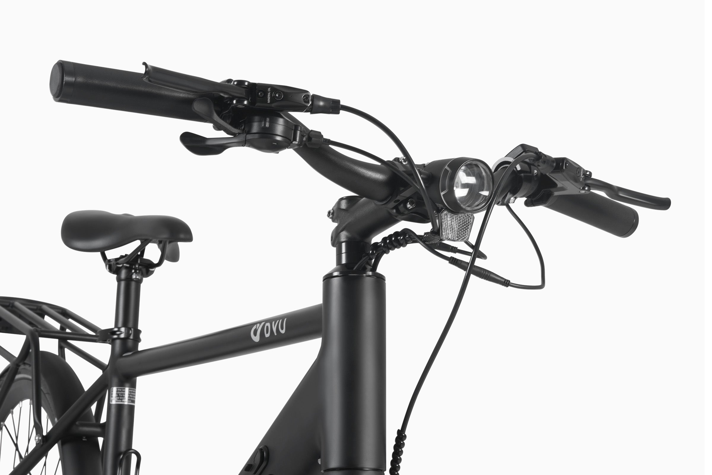Stuur van DYU Stroll 1 elektrische fiets met handgrepen, LED verlichting en remmen. Stuur van DYU Stroll 1 elektrische fiets met handgrepen, LED verlichting en remmen.