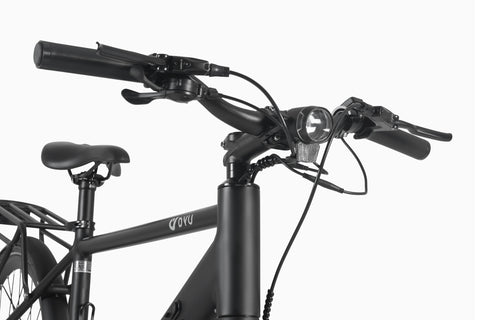 Stuur van DYU Stroll 1 elektrische fiets met handgrepen, LED verlichting en remmen. Stuur van DYU Stroll 1 elektrische fiets met handgrepen, LED verlichting en remmen.