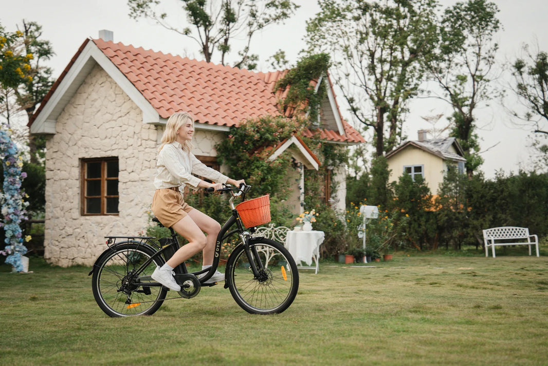 DYU C6 e-bike regenrit checklist op Nederlands fietspad