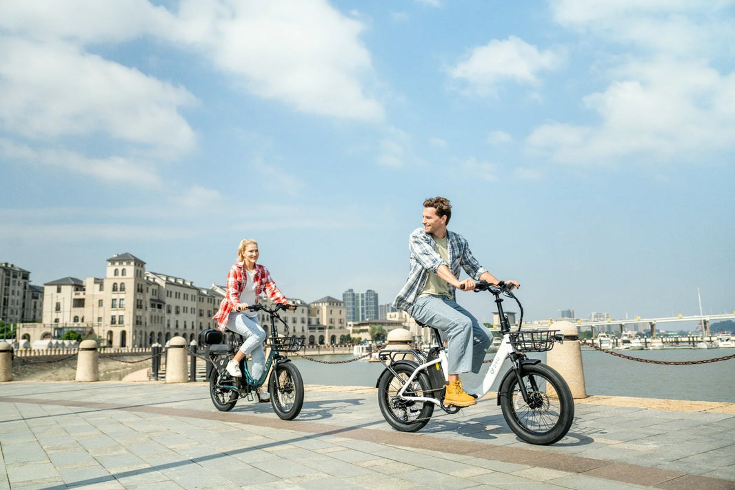 DYU C9 e-bike langs het water voor een Nederlandse remmengids