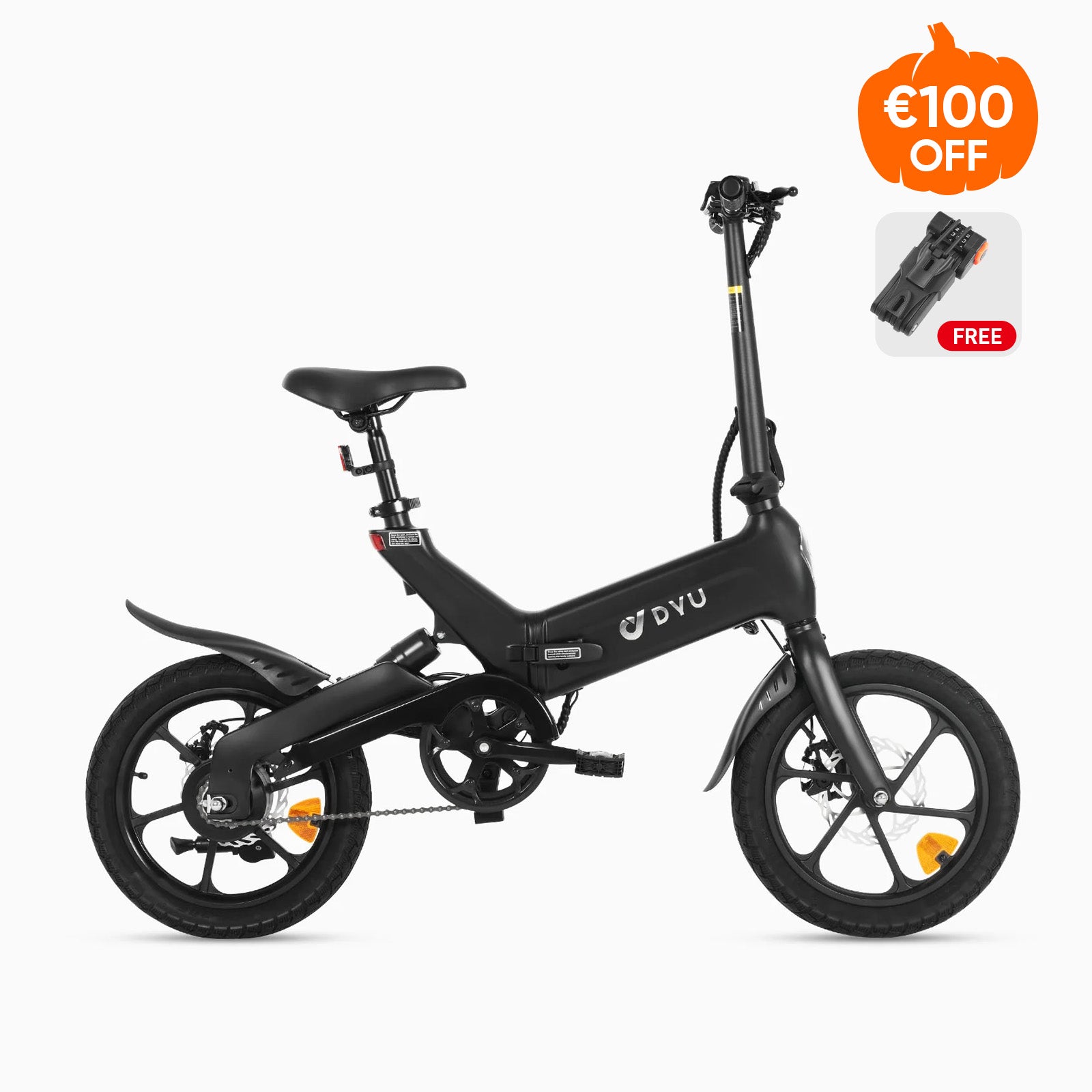 DYU A16 16 inch volledig opvouwbare elektrische fiets