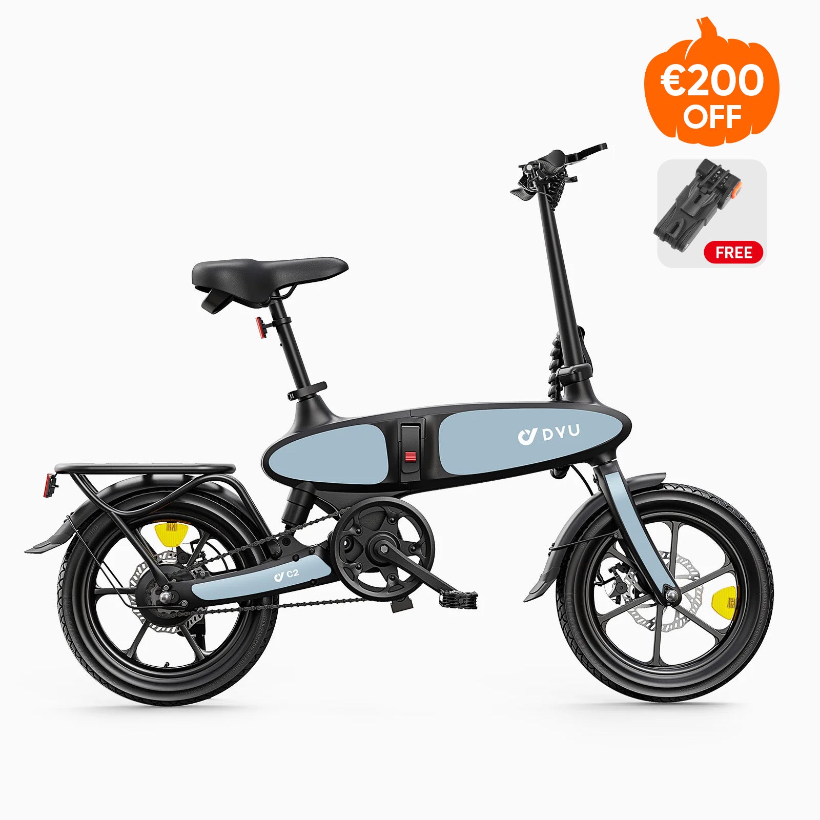 DYU C2 16 Inch Volledig Opvouwbare Elektrische Fiets